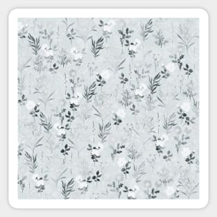 Gray Flowers Botanical Painting Sticker